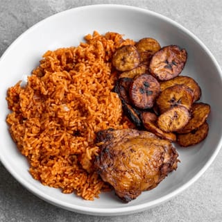 Jollof Rice, Plantains & Protein